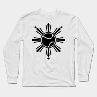 CoVA Tennis - Coastal Virginia Tennis Ball and Beach Waves Logo Design with Philippines Sun and Stars Long Sleeve T-Shirt